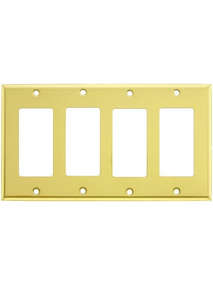 Classic Four Gang GFI Cover Plate In Polished Brass.